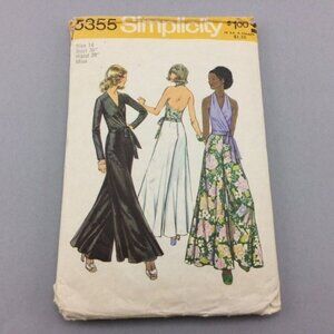 Vintage 70s Simplicity Pattern 5355 Wrap Blouse Halter Top Pants CUT 36" Bust